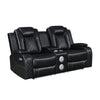 Ronie Dual Power Recliner Loveseat, Center Console, USB, Black 79 Inch