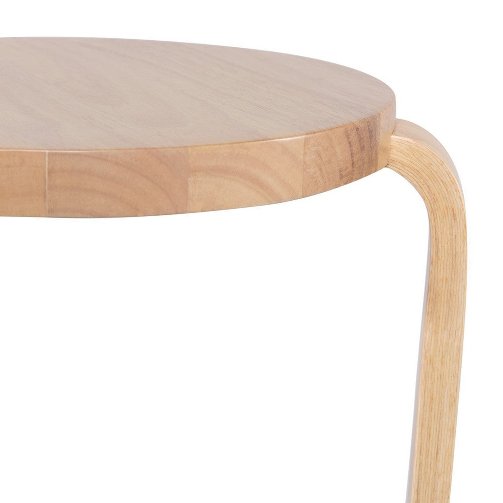 Mata Stacking Stool Ottoman Set of 2 Modern Blonde Oak Brown Wood
