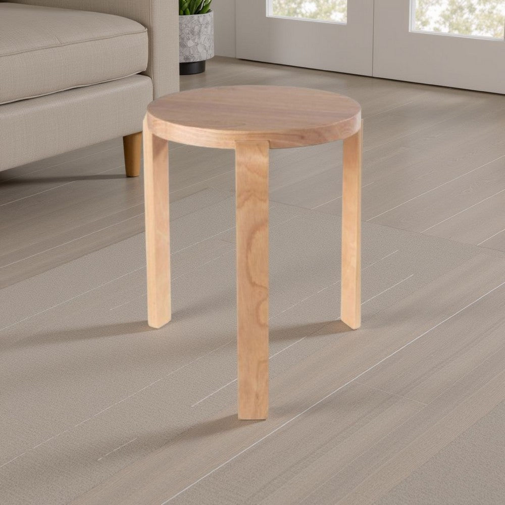 Mata Stacking Stool Ottoman Set of 2 Modern Blonde Oak Brown Wood