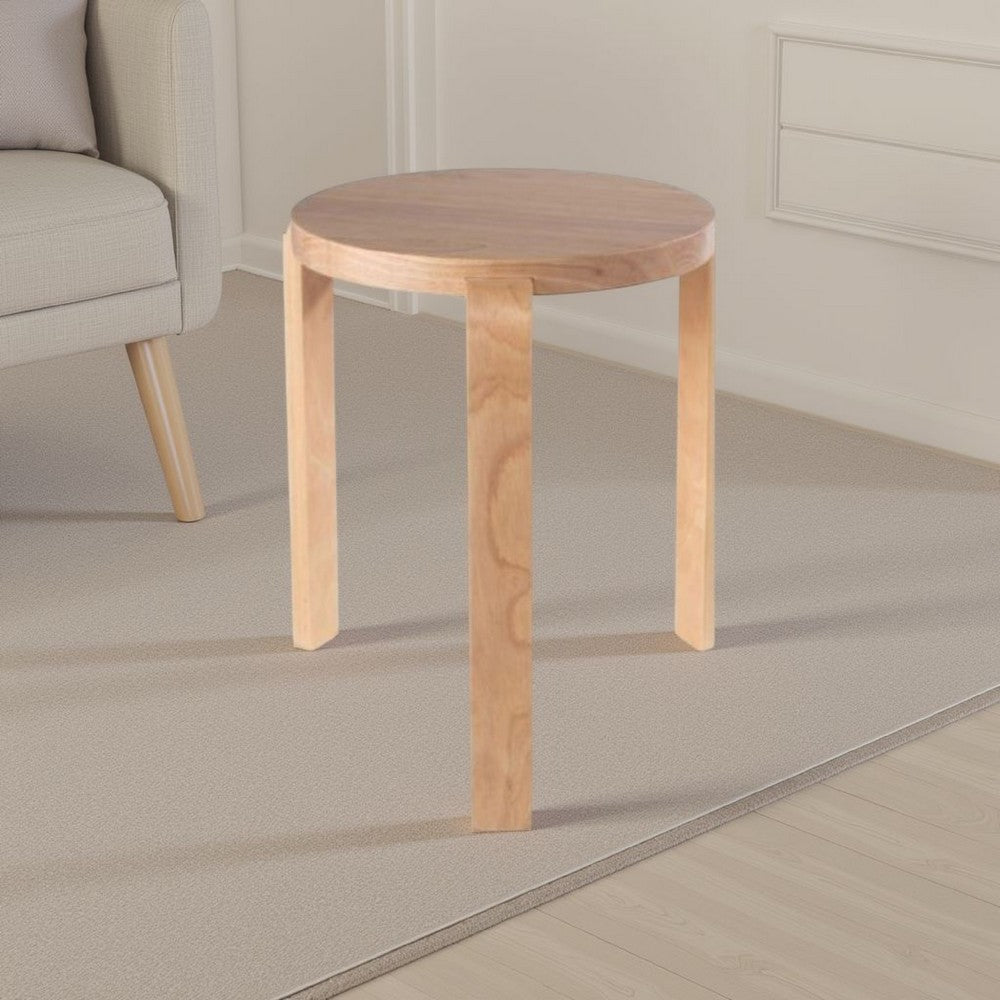 Mata Stacking Stool Ottoman, Set of 2, Modern Blonde Oak Brown Wood