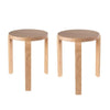 Mata Stacking Stool Ottoman, Set of 2, Modern Blonde Oak Brown Wood