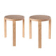 Mata Stacking Stool Ottoman, Set of 2, Modern Blonde Oak Brown Wood