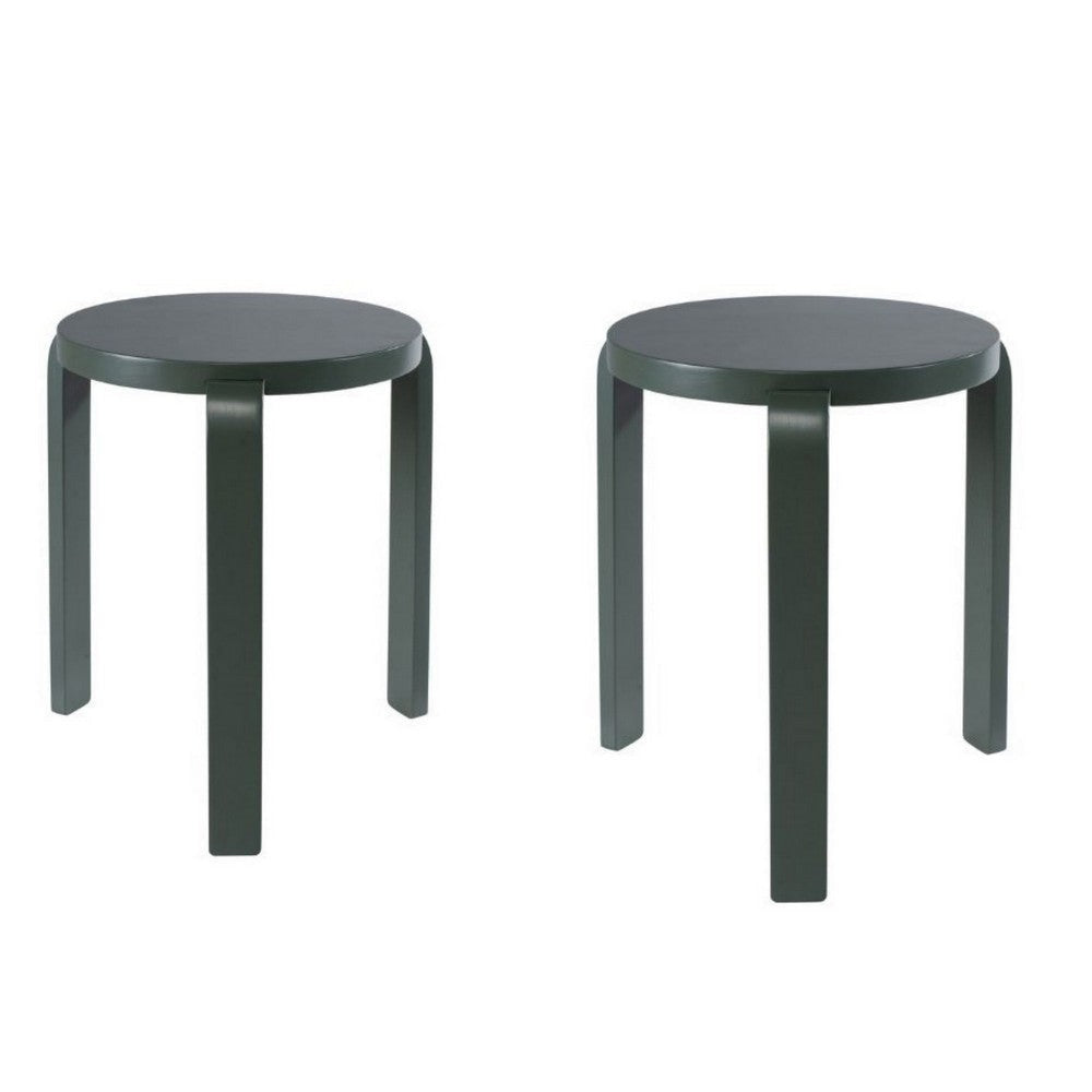 Mata Stacking Stool Ottoman, Set of 2, Modern Spanish Moss Green