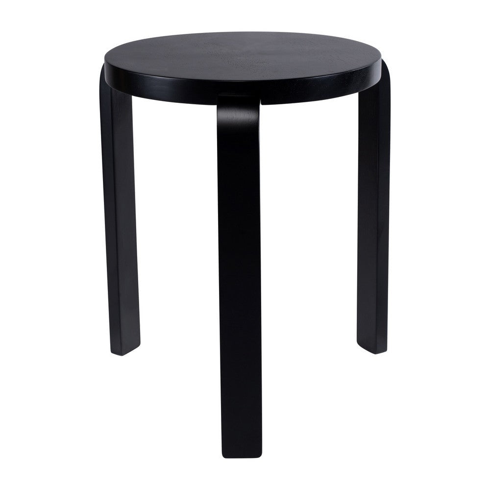 Mata Stacking Stool Ottoman Set of 2 Modern Style Black Rubberwood