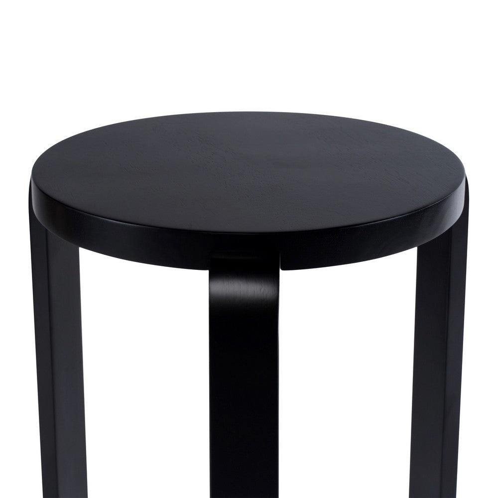 Mata Stacking Stool Ottoman Set of 2 Modern Style Black Rubberwood