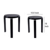 Mata Stacking Stool Ottoman Set of 2 Modern Style Black Rubberwood
