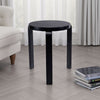 Mata Stacking Stool Ottoman, Set of 2, Modern Style, Black Rubberwood