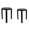 Mata Stacking Stool Ottoman, Set of 2, Modern Style, Black Rubberwood