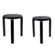 Mata Stacking Stool Ottoman, Set of 2, Modern Style, Black Rubberwood