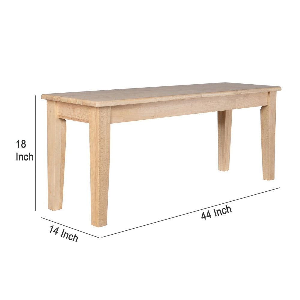 Nova Dining Bench Shaker Style Blonde Oak Brown Rubberwood 44 Inch