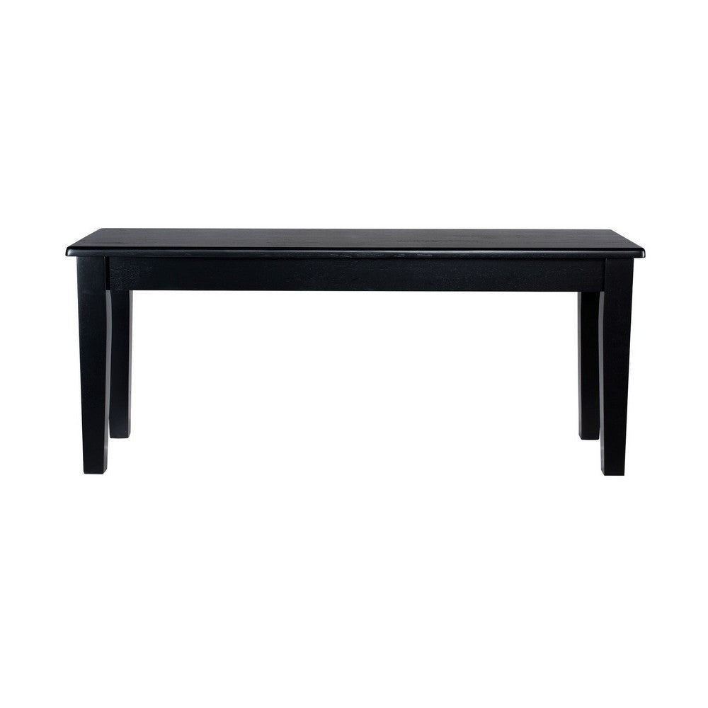 Nova Dining Bench Shaker Style High Gloss Black Rubberwood 44 Inch