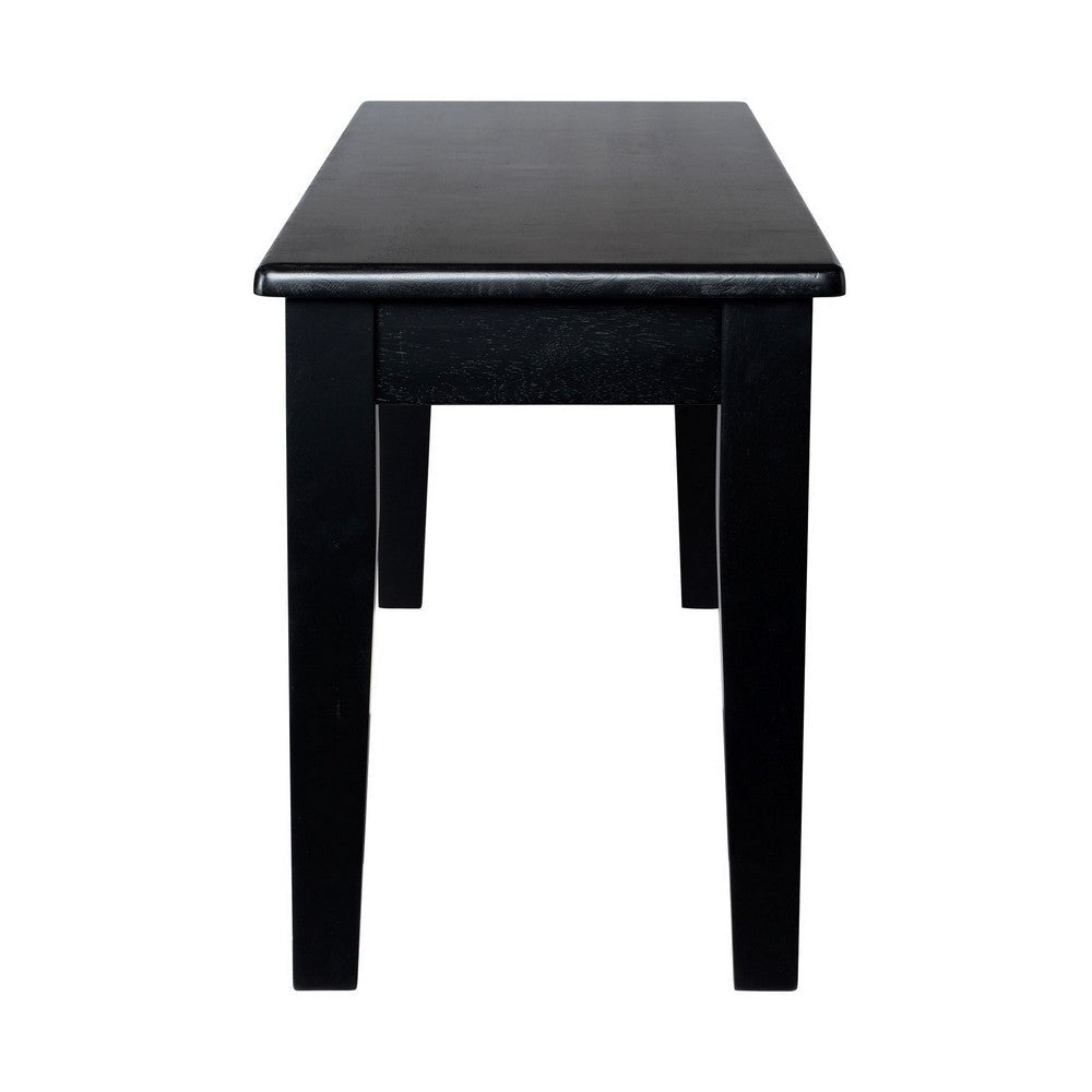 Nova Dining Bench Shaker Style High Gloss Black Rubberwood 44 Inch