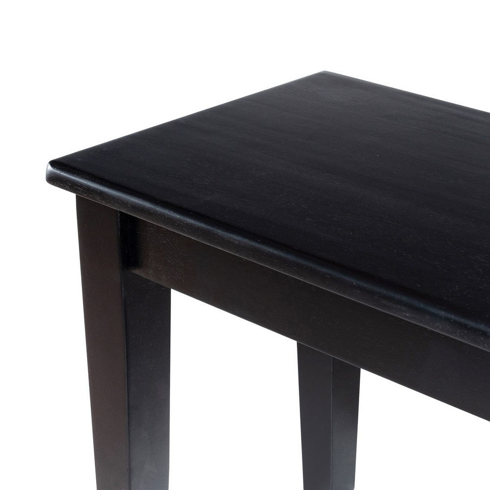 Nova Dining Bench Shaker Style High Gloss Black Rubberwood 44 Inch
