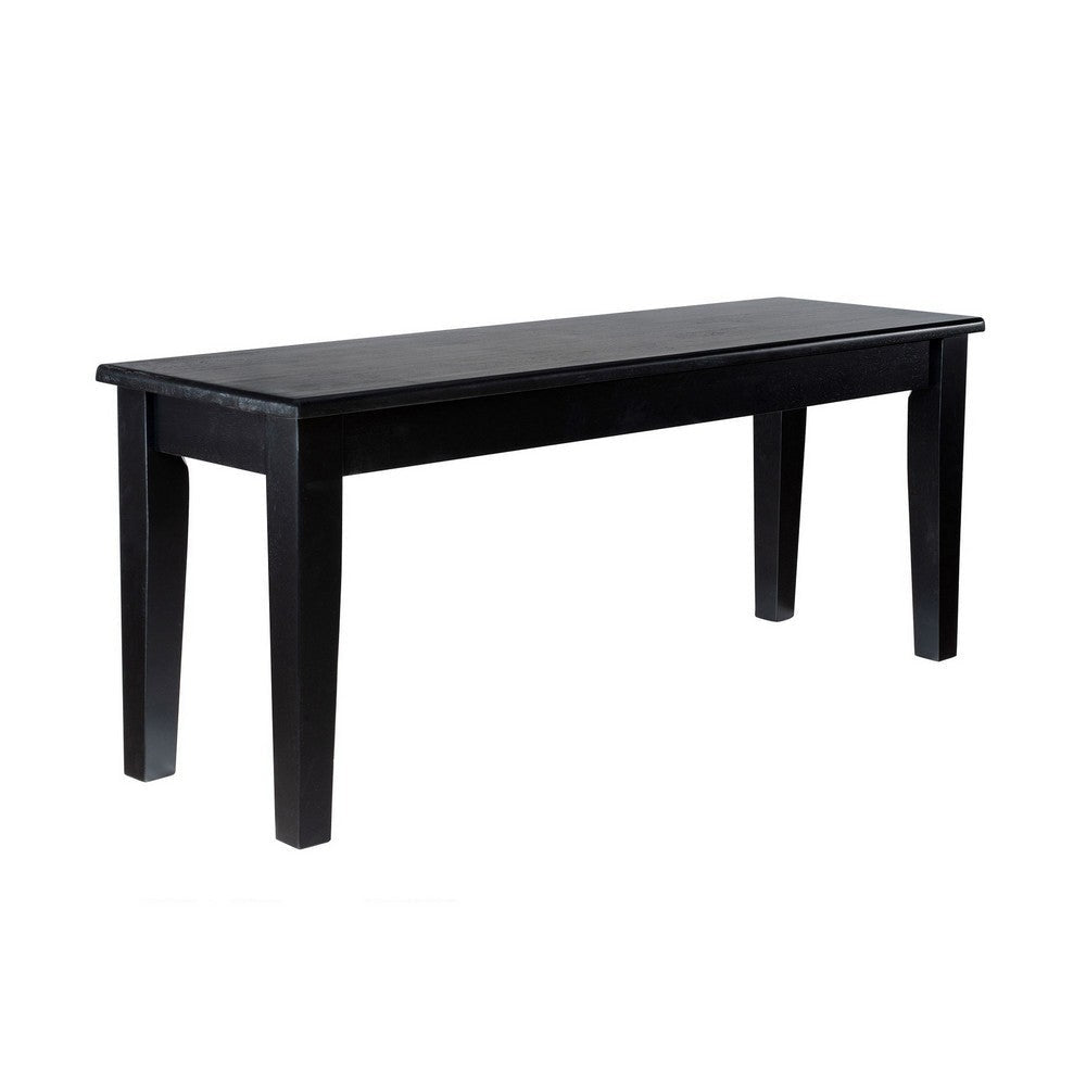 Nova Dining Bench, Shaker Style, High Gloss Black Rubberwood, 44 Inch