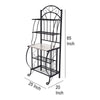 Cia 5 Tier Bakers Rack Faux Marble Shelf Black Metal Scrollwork BM330007