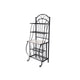 Cia 5 Tier Bakers Rack, Faux Marble Shelf, Black Metal Scrollwork
