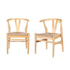 Cera Dining Chair Set of 2, Handwoven Rope Seat, Natural Brown Wood