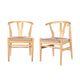 Cera Dining Chair Set of 2, Handwoven Rope Seat, Natural Brown Wood