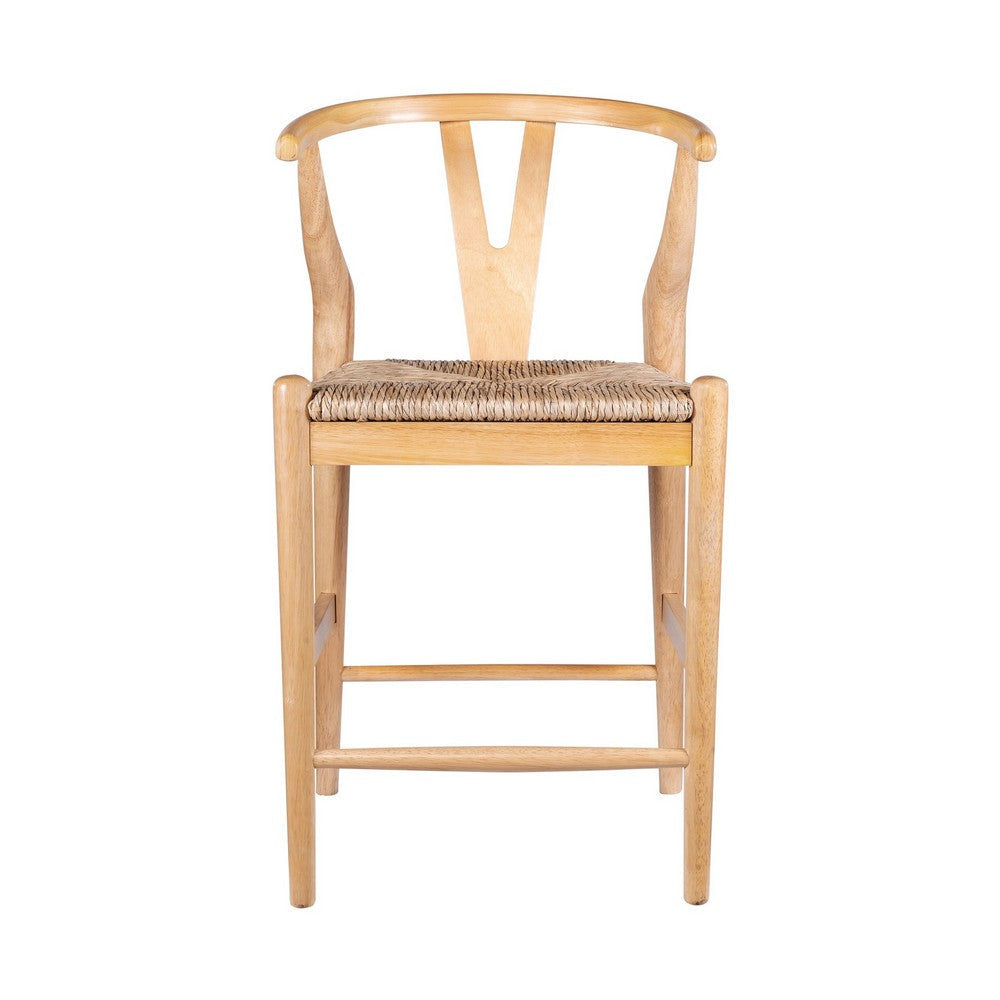 Cera Counter Stool Chair Handwoven Rope Natural Brown Wood