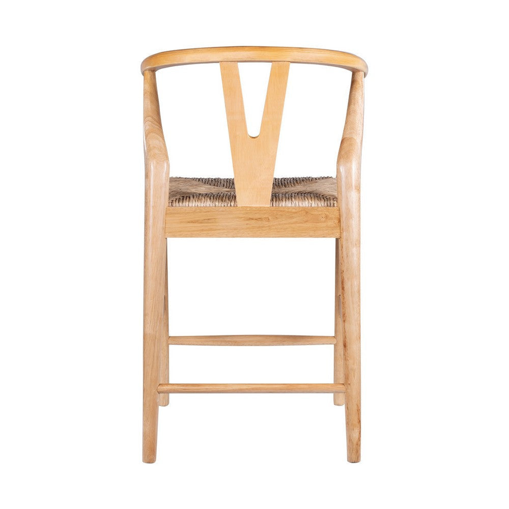 Cera Counter Stool Chair Handwoven Rope Natural Brown Wood