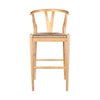 Cera Wishbone Barstool Chair Handwoven Rope Seat Natural Brown Wood BM330011
