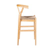Cera Wishbone Barstool Chair Handwoven Rope Seat Natural Brown Wood BM330011