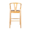 Cera Wishbone Barstool Chair Handwoven Rope Seat Natural Brown Wood BM330011