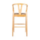 Cera Wishbone Barstool Chair Handwoven Rope Seat Natural Brown Wood BM330011