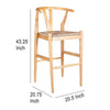 Cera Wishbone Barstool Chair Handwoven Rope Seat Natural Brown Wood BM330011