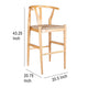 Cera Wishbone Barstool Chair Handwoven Rope Seat Natural Brown Wood BM330011