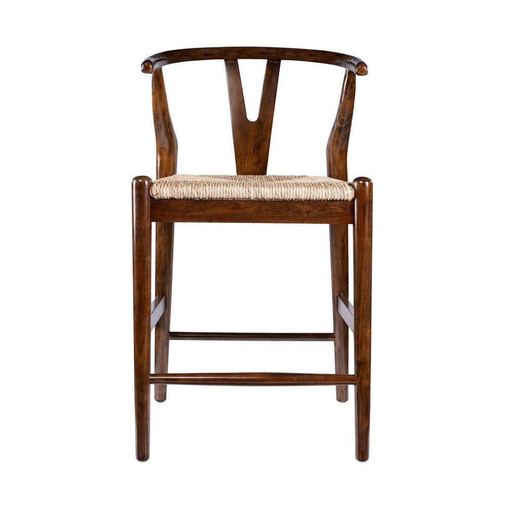 Cera Counter Stool Chair Handwoven Rope Cappuccino Brown