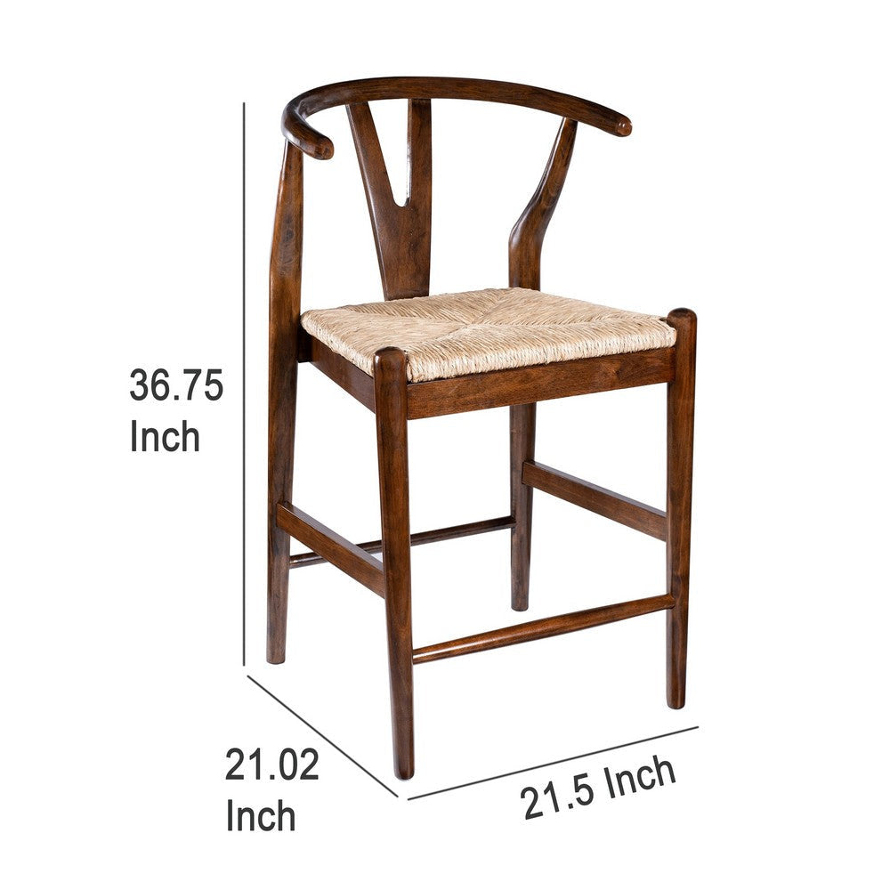 Cera Counter Stool Chair Handwoven Rope Cappuccino Brown