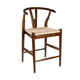 Cera Counter Stool Chair Set of 2, Handwoven Rope, Cappuccino Brown