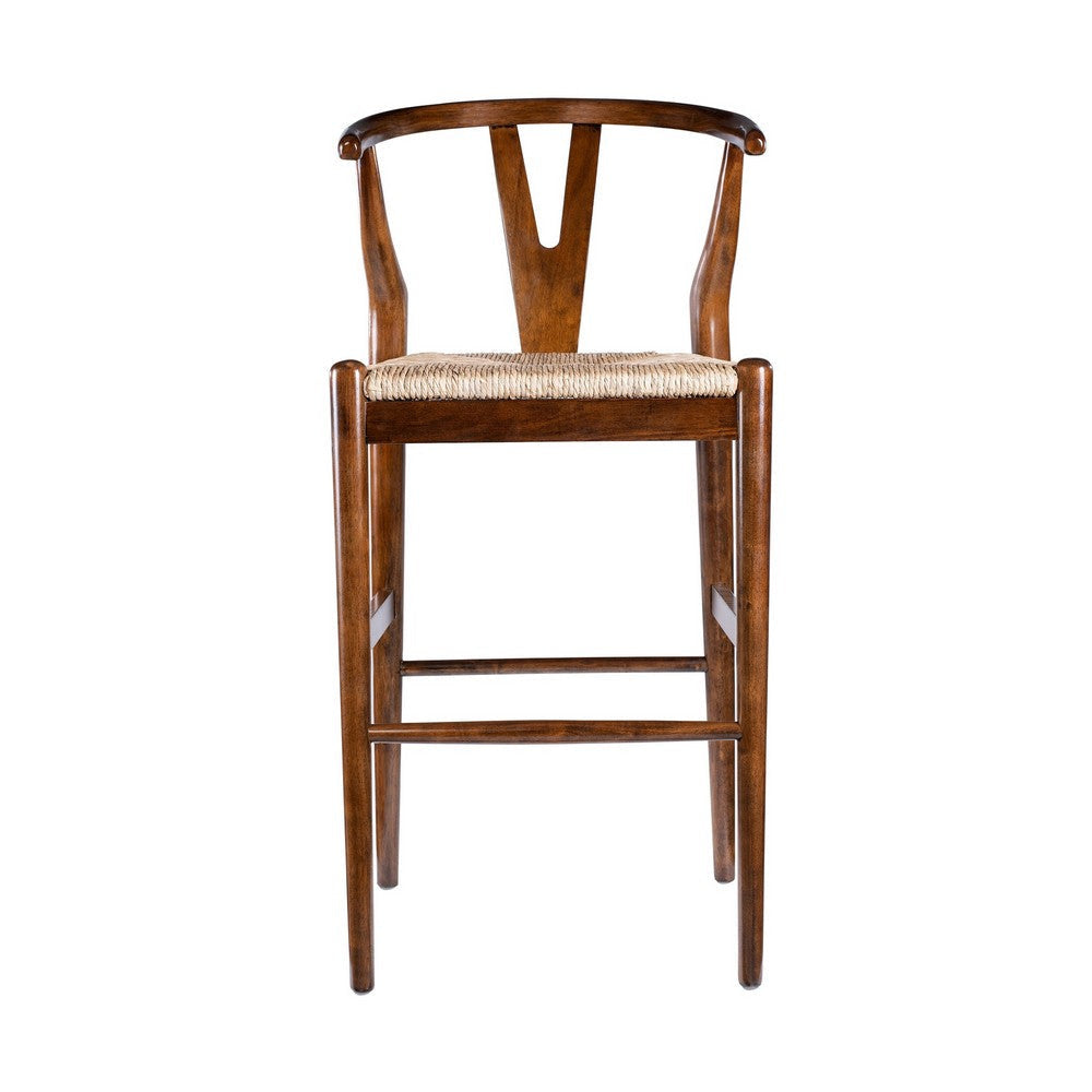 Cera Barstool Chair Handwoven Rope Seat Cappuccino Brown