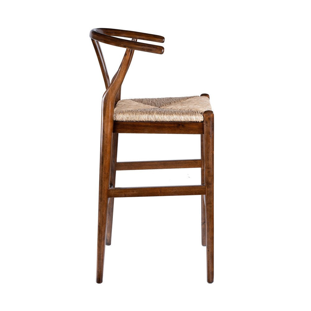 Cera Barstool Chair Handwoven Rope Seat Cappuccino Brown