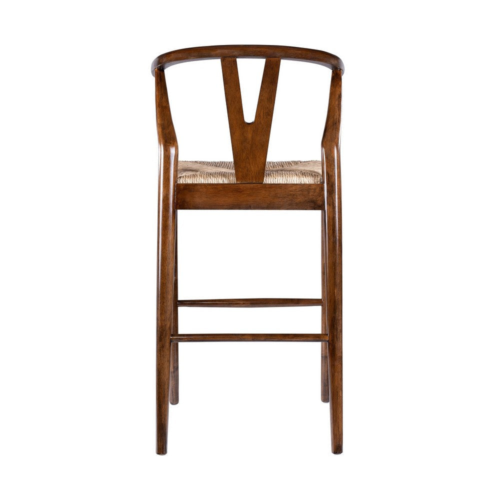 Cera Barstool Chair Handwoven Rope Seat Cappuccino Brown