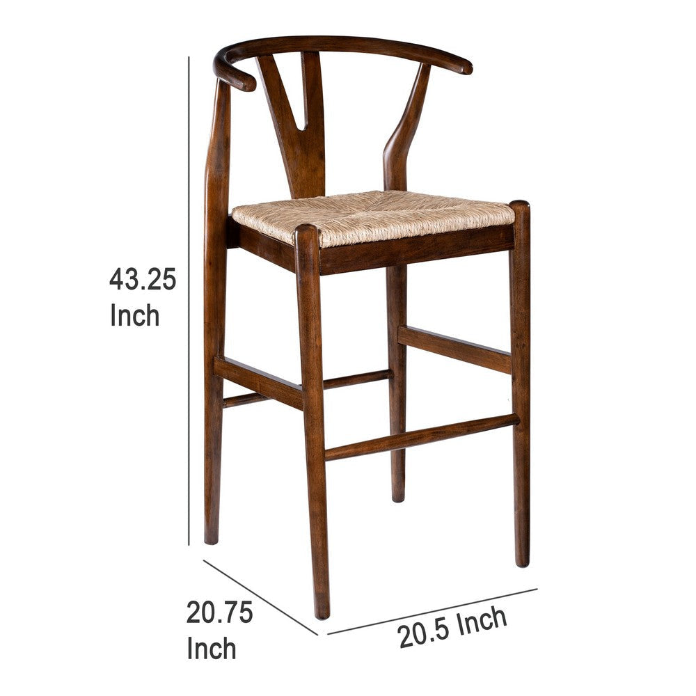 Cera Barstool Chair Handwoven Rope Seat Cappuccino Brown