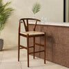 Cera Barstool Chair, Handwoven Rope Seat, Cappuccino Brown
