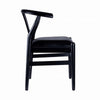 Cera Dining Chair Set of 2 Rich Faux Leather Seat Black Rubberwood BM330014