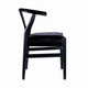 Cera Dining Chair Set of 2 Rich Faux Leather Seat Black Rubberwood BM330014