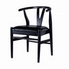 Cera Dining Chair Set of 2 Rich Faux Leather Seat Black Rubberwood BM330014