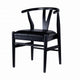 Cera Dining Chair Set of 2 Rich Faux Leather Seat Black Rubberwood BM330014