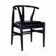 Cera Dining Chair Set of 2, Rich Faux Leather Seat, Black Rubberwood
