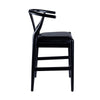 Cera Counter Stool Chair Set of 2 Faux Leather Seat Black Rubberwood BM330015