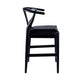 Cera Counter Stool Chair Set of 2 Faux Leather Seat Black Rubberwood BM330015