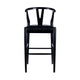 Cera Barstool Chair Set of 2 Rich Faux Leather Seat Black Rubberwood