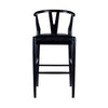 Cera Barstool Chair Set of 2, Rich Faux Leather Seat, Black Rubberwood