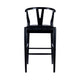 Cera Barstool Chair Set of 2, Rich Faux Leather Seat, Black Rubberwood