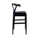 Cera Barstool Chair Set of 2 Rich Faux Leather Seat Black Rubberwood