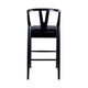 Cera Barstool Chair Set of 2, Rich Faux Leather Seat, Black Rubberwood